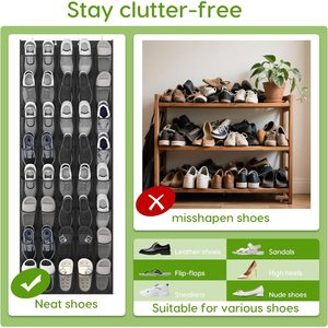 Organisateur de chaussures à suspendre sur la porte, 40 poches, en maille respirante, pour le rangement des chaussures derrière les portes ou sur les murs, noir - Product Image 6