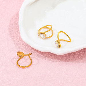 Joolim High End 18K Gold Plated Stainless Steel Geometric <strong>Profiled</strong> Curve Lines Zirconia <strong>Rings</strong> for Women Finger <strong>Ring</strong> Wholesale - Product Image 5