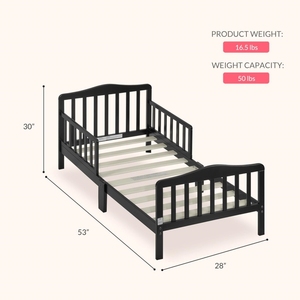 Montessori <strong>Classic</strong> Black Nursery Furniture Floor Bed <strong>Crib</strong> Toddler Bed Two Side Safety Rails Wooden Kids' Beds With Slats - Product Image 5