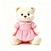 Ours en peluche personnalisé blanc crème, jouet en peluche moelleux avec robe ornée de dentelle, adorable animal en peluche doux
