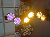 Projecteur de scène rotatif à 360° style rétro, 6x40W COB jaune chaud, 6 anneaux, 6 segments pour clubs, églises et événements