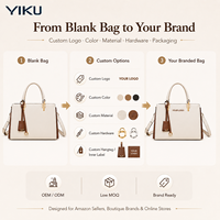 Sac fourre-tout structuré en cuir grainé YIKU Golden Hardware pour femme avec accent pompon, sac à main de créateur personnalisable avec logo