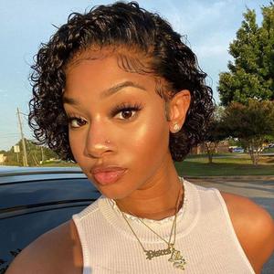 Perruques Courtes en Cheveux Humains Vierges Effet Vague d'Eau, Coupe <span class=keywords><strong>Pixie</strong></span> Noire, Perruques Courtes pour Femmes, Perruque Bob Courte en Dentelle - Product Image 3
