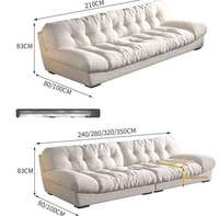 Sofa Modern Cream Cloud Berlapis Kain Bentuk L Tiga Dudukan Reclining Berkualitas Tinggi Minimalis untuk Apartemen Hotel Ruang Tamu