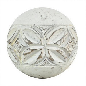 Bola blanca pintada a mano Bolas de madera natural de la India Bola de madera decorativa Pantalla antideslizante Escritorio de oficina Pisapapeles y objetos - Product Image 1
