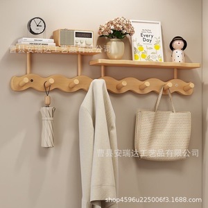 Modern Minimalist Wooden Coat Rack Wall Mounted Key Bag Organizer Entryway Home Use Easy Install - Product Image 3