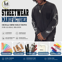 T-shirts en coton lourd délavé style vintage du fabricant Huili, impression sérigraphique personnalisée, t-shirt basique à col rond et manches longues pour homme