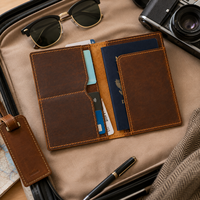 Porte-passeport de luxe personnalisé en cuir véritable, finition Crazy Horse, design uni haut de gamme, sans fermeture, style tendance pour cartes/documents d'identité