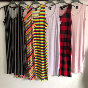 High Quality Women Mini Spring Summer Sleeveless Sexy Loose Women'S Casual Dress Printed Stock Round Neck Dresses - Product Image 3