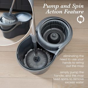 Placa triangular Microfibra 360 Spin Smart and Bucket Sistema de limpieza de pisos Fregona y cubo de acero inoxidable - Product Image 3