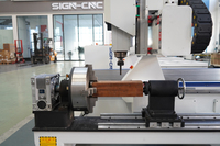 Machine de gravure CNC à 4 axes 1300*2500mm avec axe rotatif, broche 6KW, pour la publicité, le bois, le contreplaqué