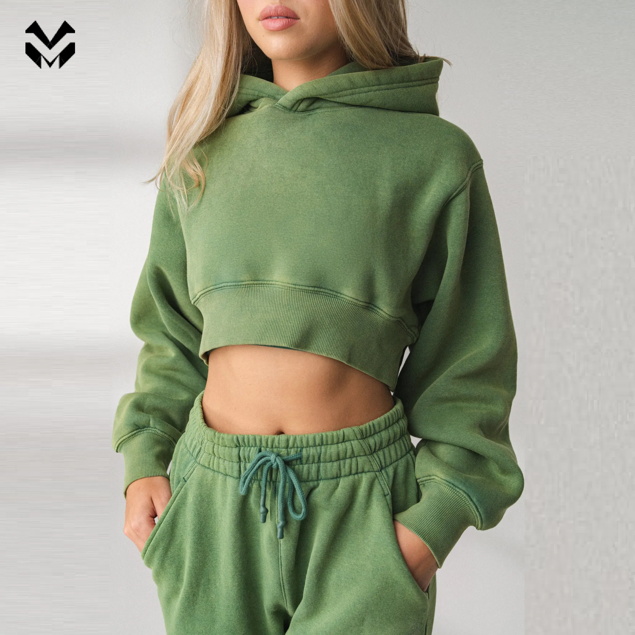 Custom Wholesale Long Sleeve Lady Women Top Pullover Hoodies Crop Hoodies For Women