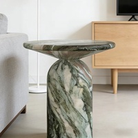 Table d'appoint de luxe moderne en marbre vert, table de chevet pour la maison, table d'appoint de canapé en marbre pour chambre à coucher