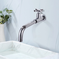 Robinet de lavabo mural moderne en laiton à poignée croisée, à eau froide uniquement, pour salle de bain