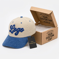 Casquettes de baseball personnalisées à 5 panneaux, logo brodé 3D, en velours côtelé, style vintage, snapback, vente en gros, OEM