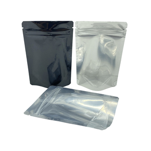 Sacs Mylar noirs personnalisés imprimés 3,5g de qualité alimentaire, transparents, à fermeture éclair, pour herbes biologiques mélangées, sachets refermables à fond plat - Product Image 1
