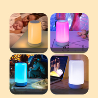 Lampe LED de nuit à capteur tactile RGB, mignonne, en forme de dessin animé, rechargeable par USB, éclairage d'ambiance doux pour chambre à coucher