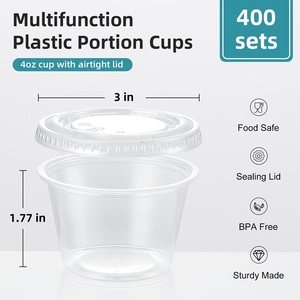 Vasos Desechables Transparentes de PET/PS de 2 oz con Tapas, Resistentes y Seguros para Alimentos, Opción de Logotipo Personalizado para Condimentos/Salsas - Product Image 4