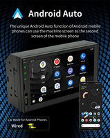 Autoradio Android BQCC 7 pouces double DIN, CarPlay sans fil OEM, écran HD, lecteur multimédia stéréo MP5, FM, USB, visionnage de films, caméra de recul