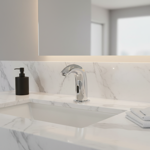 Robinet de lavabo de salle de bain sans contact à capteur automatique chromé avec robinet de salle de bain mains libres alimenté par prise, liste Cupc - Product Image 1