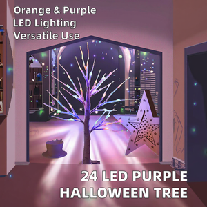 Lámpara de Mesa Artificial con 24 LED Morados para Árbol de Halloween, Decoración Espeluznante para Navidad, Iluminación Decorativa Negra - Product Image 3