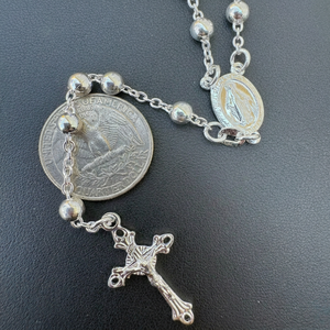 Collana con Croce e <span class=keywords><strong>Rosario</strong></span> della Vergine Maria, Medaglione Sacro in <span class=keywords><strong>Argento</strong></span> Sterling <span class=keywords><strong>925</strong></span>, Catena Lucida da 4mm - Product Image 4