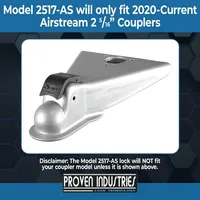 Verrou antivol pour remorque avec clé, compatible avec les coupleurs Airstream de 2 5/16 pouces de 2020 ou plus récents, fabriqué en Chine