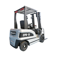 Chariot élévateur électrique robuste de 1,5 tonne, structure compacte, petit rayon de braquage, idéal pour les espaces étroits, machine logistique haute performance et durable.