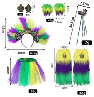 Ensemble de costumes à paillettes pour le Mardi Gras, vert, violet, or, tenue de performance pour fête de carnaval et danse