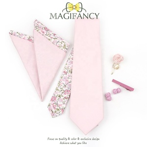 5PSC fleur coton Patchwork 6.5cm cravate ensemble broche broche pince mouchoir boutons de manchette hommes fête de mariage Floral cravate cadeau accessoire - Product Image 4
