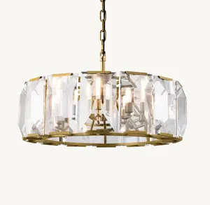 Sunwe American Design Indoor Decorative Crystal Pendant Light Lacquered Burnished Brass 31 Inch Harlow Crystal Round Chandelier