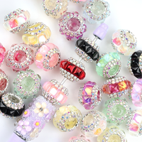 Perles à facettes en strass, style européen, à grand trou, en vrac, fournitures de perlage, fabrication de bijoux DIY, vente en gros