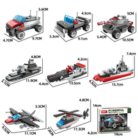 WOMA-portaaviones de juguete, modelo 8 en 1, Battleship, barco de guerra, barco de batalla, barcos de batalla, coche, helicóptero, bloques de construcción, juego de bloques