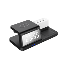 Oplaadstations Met Nachtlampje Wekker Slimme Lamp Met 15W Multifunctionele Draadloze Oplader Voor Telefoonhorloge Oordopjes