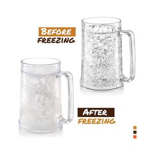 Bière glacée isolée givrée à double paroi classique ou tasse à café tasse de congélateur sans plastique avec poignée verre transparent - Product Image 2