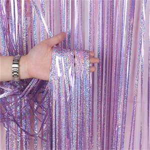 Tirai Laser Foil perada ulang tahun pernikahan dekorasi pesta lajang tirai latar belakang pesta <span class=keywords><strong>Glitter</strong></span> perada emas pinggiran tirai Foil - Product Image 4