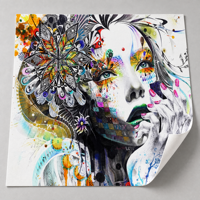 Papier peint mural abstrait coloré, portrait de beauté, art contemporain, murale pour boutique, showroom, salon créatif