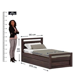 Premium Solid Sheesham Wood <b>Single</b> <b>Bed</b> with Pull-Out Underbed <b>Storage</b> Drawer Dark Walnut Finish Wooden <b>Bed</b> Bedroom Furniture - Product Image 2