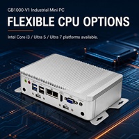 PC Industrial sin Ventilador GB1000-V1 con 6 Puertos COM y Doble LAN de 2.5GbE para Sistemas de Kiosco Terminal