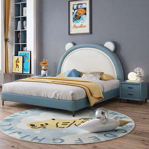 Mignon <span class=keywords><strong>petit</strong></span> ours oreille moderne en cuir <span class=keywords><strong>lit</strong></span> pour enfants garçons et filles 1.8 mètres Double <span class=keywords><strong>lit</strong></span> princesse en bois - Product Image 2