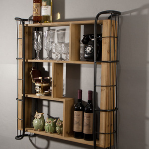 Nouveau Bar Moderne Restaurant En Fer Forgé Cloison <span class=keywords><strong>Vin</strong></span> Support Étagère Murale Flottante - Product Image 5