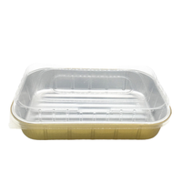 Barquettes rectangulaires en aluminium doré brillant, compatibles micro-ondes, résistantes au four, en PP, pour la restauration, la pâtisserie et la livraison de repas
