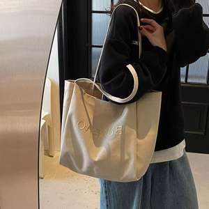 Borsa di tela a spalla di grande capacità borsa Tote di alta qualità in tela pendolarismo <span class=keywords><strong>con</strong></span> Logo ricamato personalizzato - Product Image 6