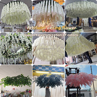 Fleurs artificielles suspendues SMS pour mariage et maison, plantes artificielles, branches de cerisier rose suspendues pour décoration de plafond, en vente
