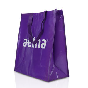 ถุงช้อปปิ้งแบบไม่ทอลามิเนตพร้อมที่จับริบบิ้นดีไซน์รีไซเคิลเป็นมิตรต่อสิ่งแวดล้อมโลโก้ที่กำหนดเอง - Product Image 2