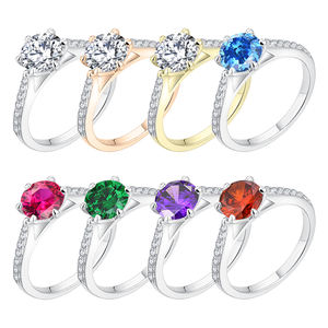 خاتم خطوبة ماسي فاخر عالي الجودة من الفضة الإسترليني s925 مطلي بالروديوم خاتم الوعود الكلاسيكي للنساء - Product Image 3