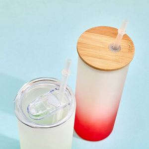 Nouvelle collection estivale : Gobelet en verre dépoli de 25 oz pour sublimation, avec couvercle en bambou et paille, modèle ours, vierge pour sublimation - Product Image 4