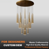 Lustre LED suspendu moderne de luxe en cristal pour grand escalier, décoration de hall d'hôtel, installation en acier, luminaires suspendus dorés pour projets