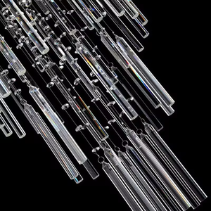 Lámpara colgante moderna de cristal K9, candelabros largos grandes para escaleras - Product Image 6