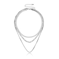 Colliers superposés en acier titane étanche pour femmes, bijoux cadeaux, collier ras-du-cou plaqué or à chevrons tendance